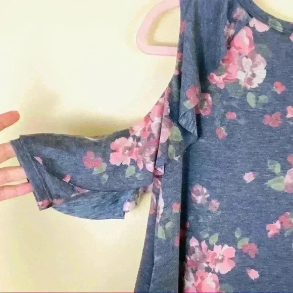 Altar’d State Rayon Blend Gray Floral Cold Shoulder Mini Dress Size S - Picture 7 of 10